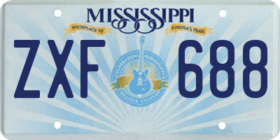MS license plate ZXF688