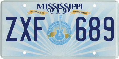 MS license plate ZXF689
