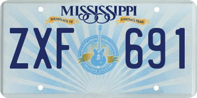 MS license plate ZXF691