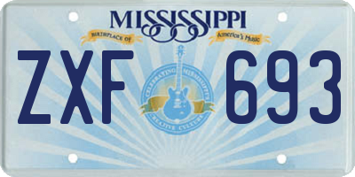 MS license plate ZXF693
