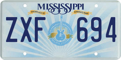 MS license plate ZXF694