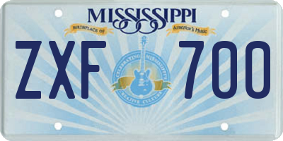 MS license plate ZXF700
