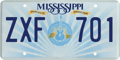 MS license plate ZXF701