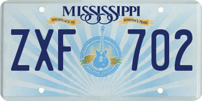 MS license plate ZXF702