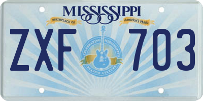 MS license plate ZXF703
