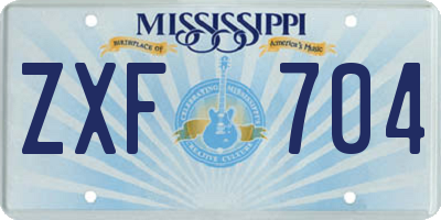 MS license plate ZXF704