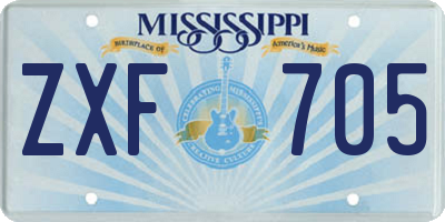 MS license plate ZXF705