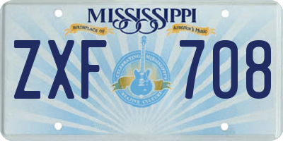 MS license plate ZXF708