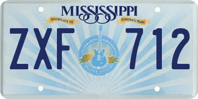 MS license plate ZXF712