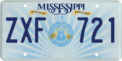 MS license plate ZXF721
