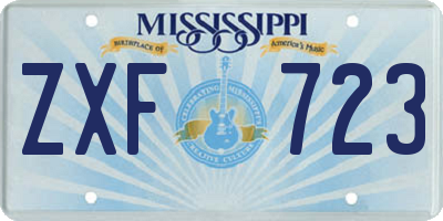 MS license plate ZXF723
