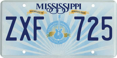 MS license plate ZXF725