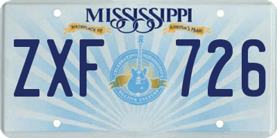 MS license plate ZXF726