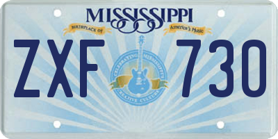 MS license plate ZXF730
