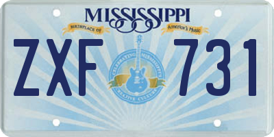 MS license plate ZXF731