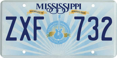 MS license plate ZXF732