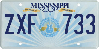 MS license plate ZXF733