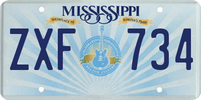 MS license plate ZXF734