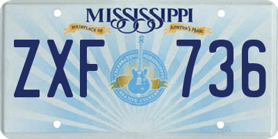 MS license plate ZXF736
