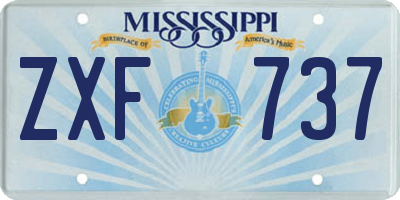 MS license plate ZXF737