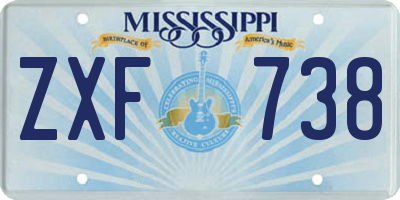 MS license plate ZXF738