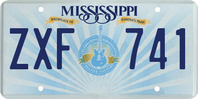 MS license plate ZXF741