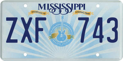 MS license plate ZXF743