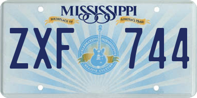 MS license plate ZXF744