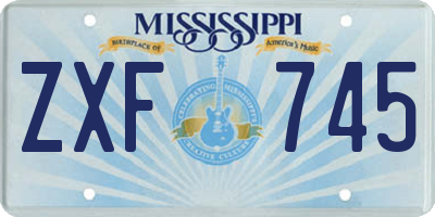 MS license plate ZXF745