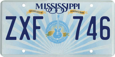MS license plate ZXF746