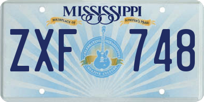 MS license plate ZXF748
