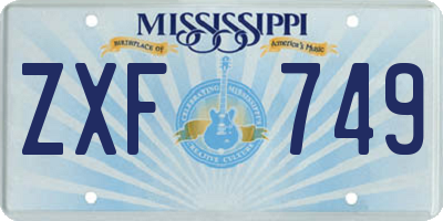 MS license plate ZXF749