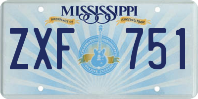 MS license plate ZXF751