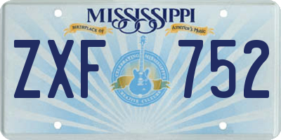 MS license plate ZXF752