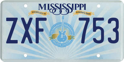 MS license plate ZXF753