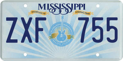 MS license plate ZXF755