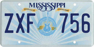 MS license plate ZXF756