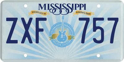 MS license plate ZXF757