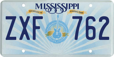 MS license plate ZXF762