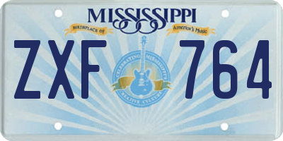 MS license plate ZXF764