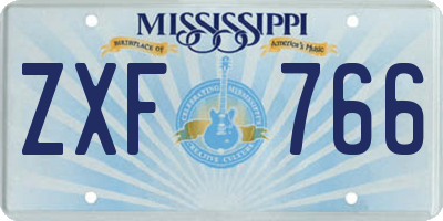 MS license plate ZXF766