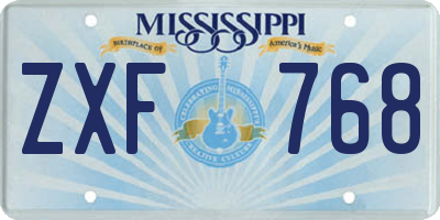 MS license plate ZXF768