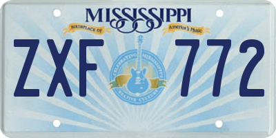 MS license plate ZXF772