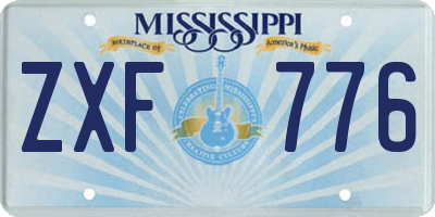 MS license plate ZXF776