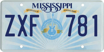 MS license plate ZXF781