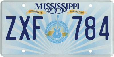 MS license plate ZXF784