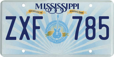 MS license plate ZXF785