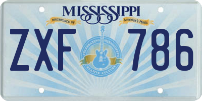 MS license plate ZXF786