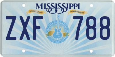 MS license plate ZXF788