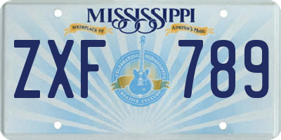 MS license plate ZXF789